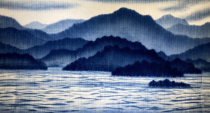 대만 첸진링 작가 쪽염색 산수화, '2021전남국제수묵비엔날레' 전시