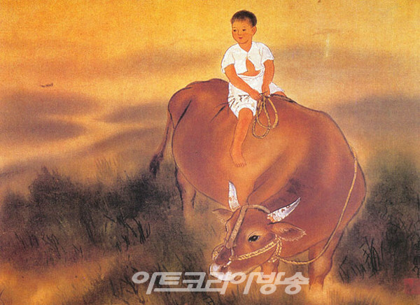 운보 김기창 화백의 산천속의 소